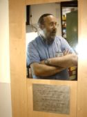 Dr. Applebaum picture above the commemoration plate in the hospital