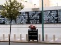 The memorial at the front of the AMIA building