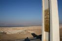 The monument and the Arava view in the background