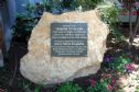 The commemoration stone in the garden